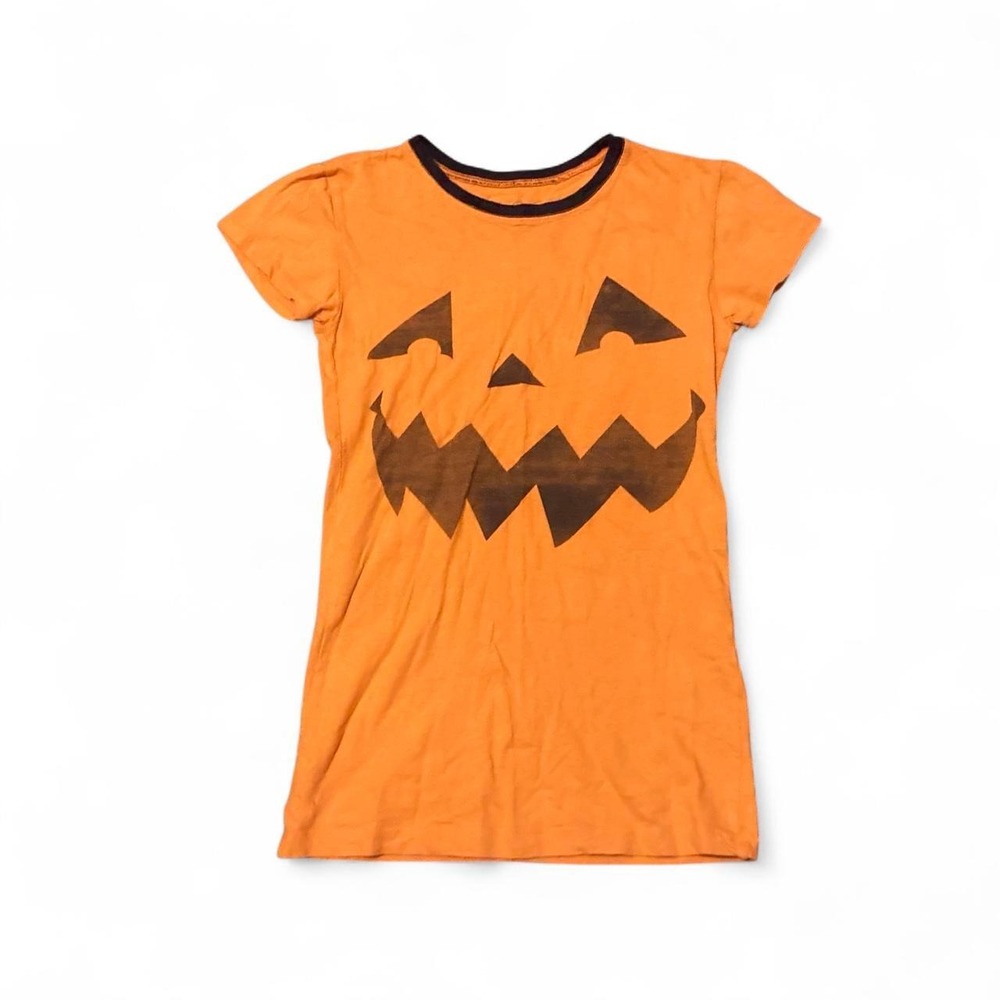 L.O.L. Vintage jack o'lantern baby tee cotton stretch ringer S/13.75
